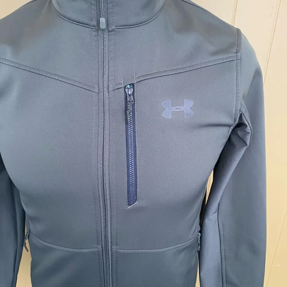 Under Armour men S cold gear Infrared fitted full zip jacket olive green - Picture 2 of 13